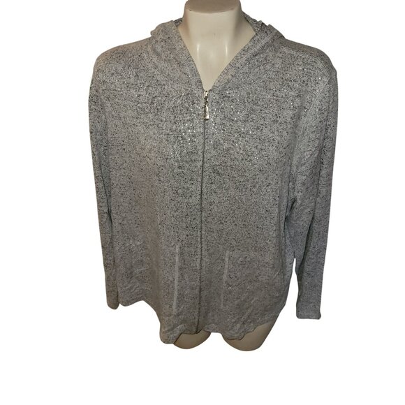 Cathy Daniels Gray Hooded Cardigan Sweater - Picture 1 of 6